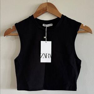 Zara Black Cropped Sleeveless Tank